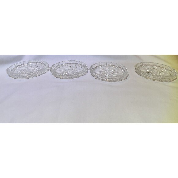 VTG Crystal Bohemia Pinwheel Czechoslovakia Brunswick Star 4 Set Glass Coasters - Picture 9 of 13
